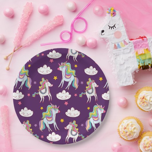 Muster Unicorn Funny Magic Horse Pappteller (Party)