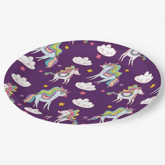 Muster Unicorn Funny Magic Horse Pappteller (Schrägansicht)