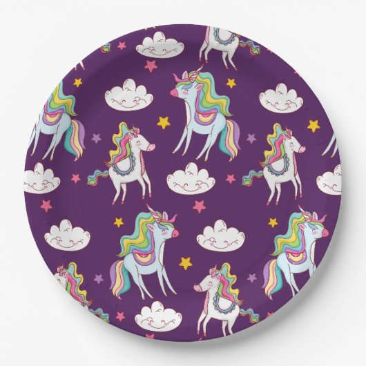 Muster Unicorn Funny Magic Horse Pappteller (Vorderseite)