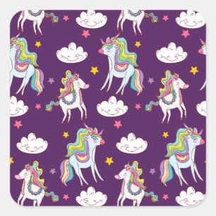 Muster Unicorn Funny Magic Horse Quadratischer Aufkleber