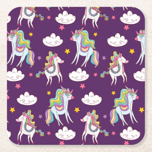 Muster Unicorn Funny Magic Horse Rechteckiger Pappuntersetzer (Vorderseite)