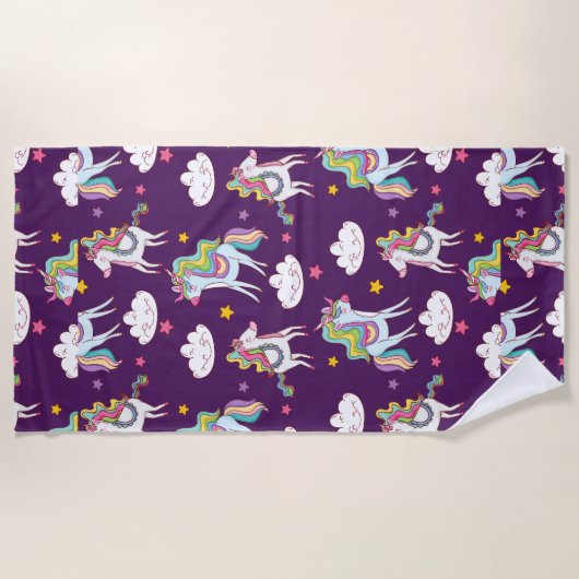 Muster Unicorn Funny Magic Horse Strandtuch (Vorderseite)