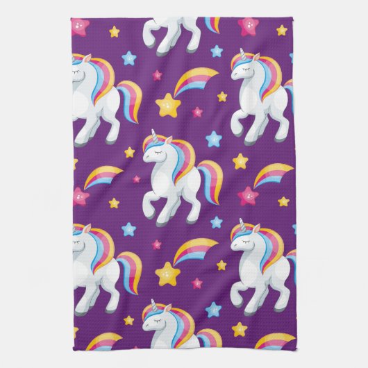 Muster Unicorn Magic Horse Niedlich Geschirrtuch (Vertikal)