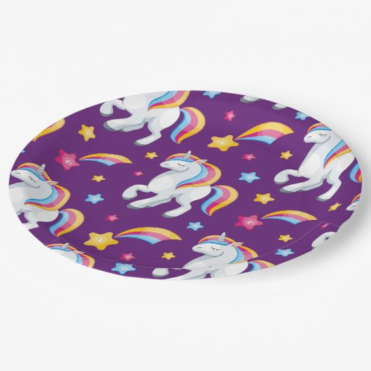 Muster Unicorn Magic Horse Niedlich Pappteller (Schrägansicht)