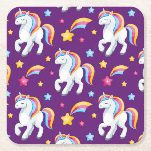 Muster Unicorn Magic Horse Niedlich Rechteckiger Pappuntersetzer