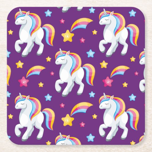 Muster Unicorn Magic Horse Niedlich Rechteckiger Pappuntersetzer (Vorderseite)