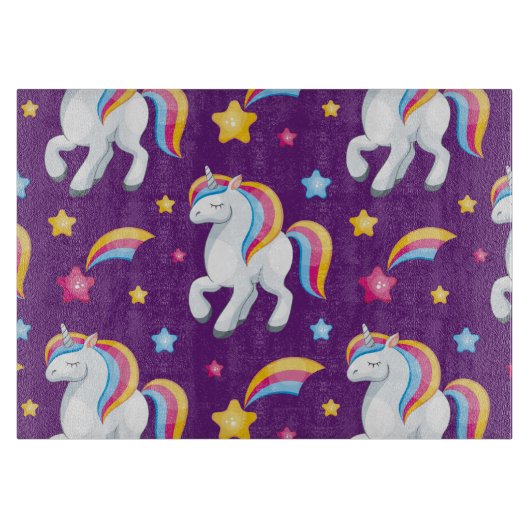 Muster Unicorn Magic Horse Niedlich Schneidebrett (Vorderseite)