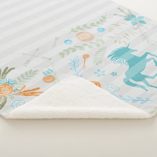 Muster Unicorn Streifen Aquamarin Graukoralle Sherpadecke (3/4)