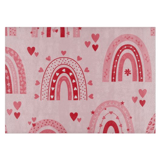 Muster Valentine 2024 Hintergrund mit Herz-Liebe Schneidebrett (Vorderseite)