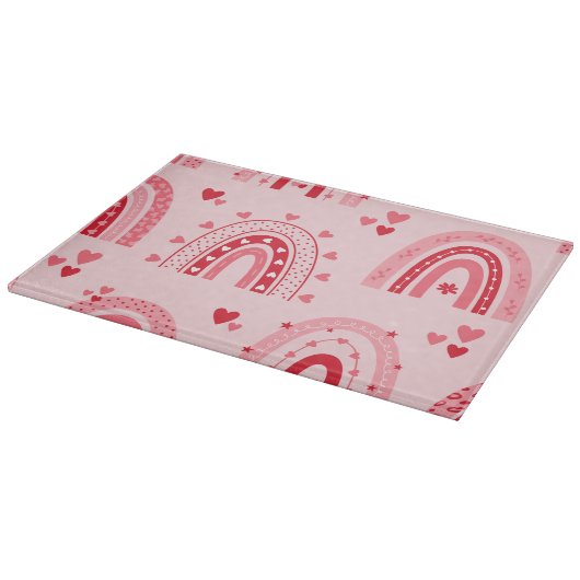 Muster Valentine 2024 Hintergrund mit Herz-Liebe Schneidebrett (Ecke)