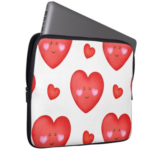 Muster Valentine Hintergrund mit Herz-Liebe Laptopschutzhülle (Vorne Rechts)
