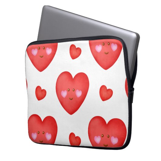 Muster Valentine Hintergrund mit Herz-Liebe Laptopschutzhülle (Vorderseite Links)