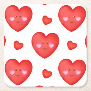 Muster Valentine Hintergrund mit Herz-Liebe Rechteckiger Pappuntersetzer