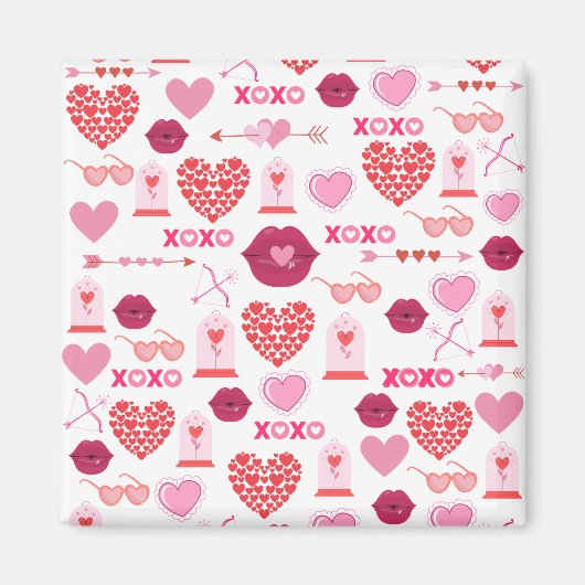 Muster Valentinstag 2023 Hintergrund mit Herz Magnet (Vorne)