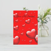 Muster vieler schwebender Herzen. Einladung (Stehend Vorderseite)