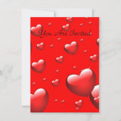 Muster vieler schwebender Herzen. Einladung (Vorderseite)