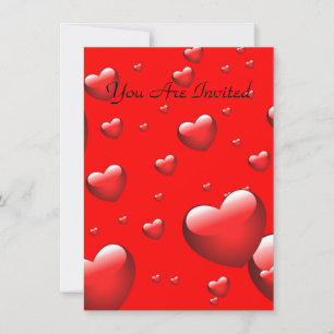 Muster vieler schwebender Herzen. Einladung