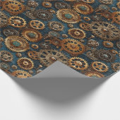 Muster viktorianischer Steampunk-Zahnräder Geschenkpapier (Ecke)