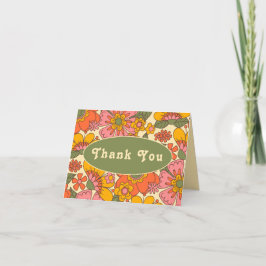 Muster Vintag Retro Floral Boho 70er Wedding Dankeskarte