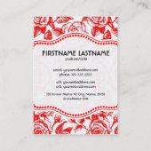 Muster Vintage Rose rot/weiß Visitenkarte (Rückseite)