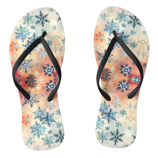 Muster Vintager Schneeflocken - Flip Flops Badesandalen (Fußbett)