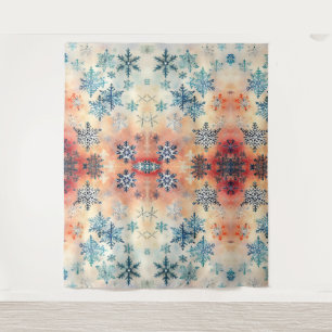 Muster Vintager Schneeflocken - Tapestyle Wandteppich