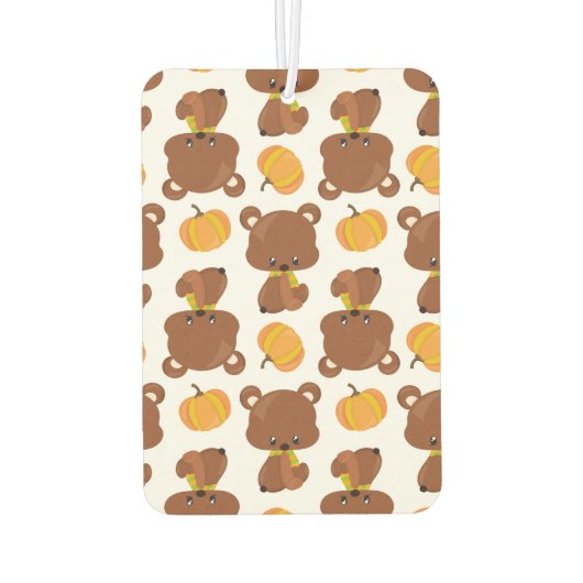 Muster von Bären, Niedlichen Bären, Fall, Kürbiski Autolufterfrischer (Rückseite)