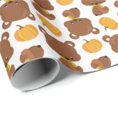 Muster von Bären, Niedlichen Bären, Fall, Kürbiski Geschenkpapier (Rolleneckpunkt)