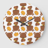 Muster von Bären, Niedlichen Bären, Fall, Kürbiski Große Wanduhr (Vorderseite)