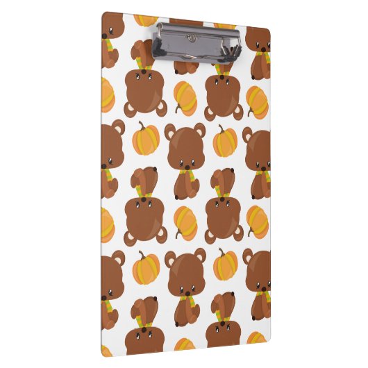 Muster von Bären, Niedlichen Bären, Fall, Kürbiski Klemmbrett (Rechts)