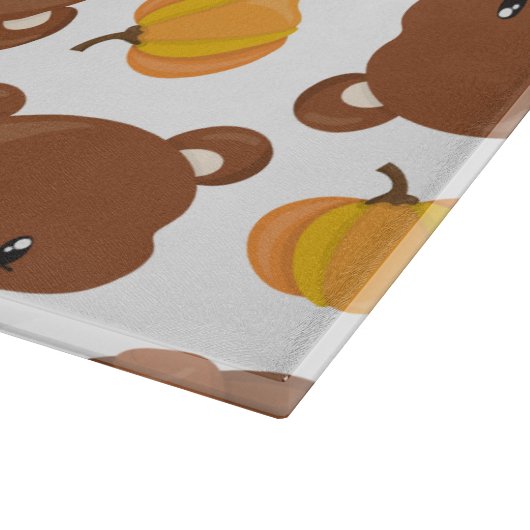 Muster von Bären, Niedlichen Bären, Fall, Kürbiski Schneidebrett (Ecke)