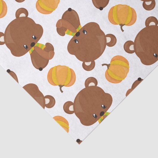 Muster von Bären, Niedlichen Bären, Fall, Kürbiski Seidenpapier (Ausschnitt)