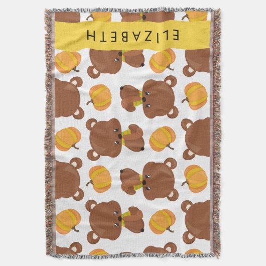 Muster von Bären, Niedlichen Bären, Kürbis, Ihr Na Decke (Vorderseite Vertikal)