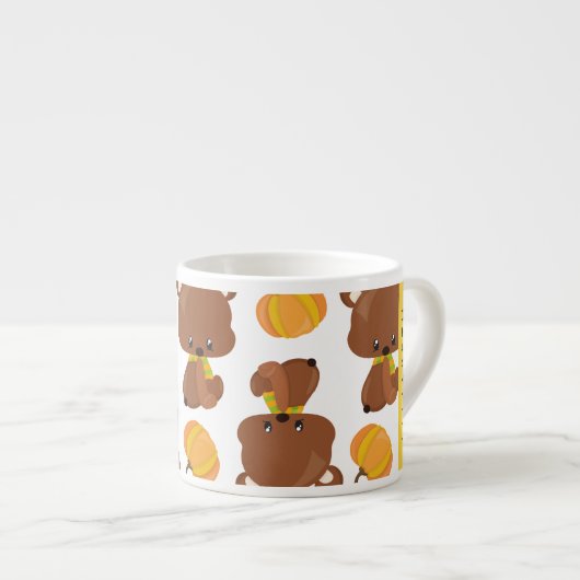 Muster von Bären, Niedlichen Bären, Kürbis, Ihr Na Espressotasse (Vorderseite Rechts)