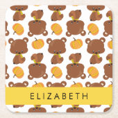 Muster von Bären, Niedlichen Bären, Kürbis, Ihr Na Rechteckiger Pappuntersetzer (Vorderseite)