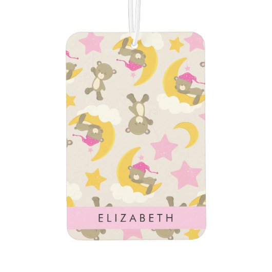 Muster von Bären, Teddybären, Sternen, Ihr Name Autolufterfrischer (Rückseite)