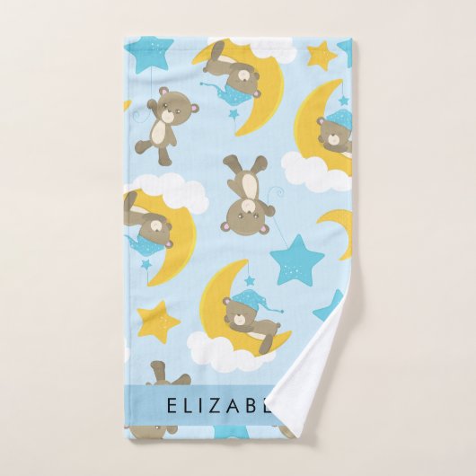 Muster von Bären, Teddybären, Sternen, Ihr Name Badhandtuch Set (Handtuch)