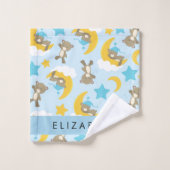 Muster von Bären, Teddybären, Sternen, Ihr Name Badhandtuch Set (Waschlappen)