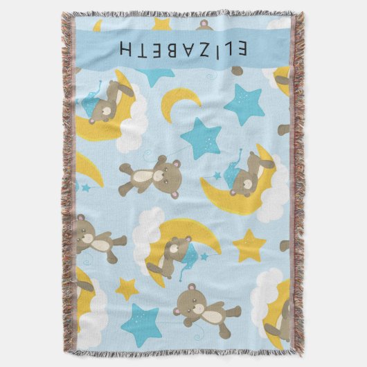 Muster von Bären, Teddybären, Sternen, Ihr Name Decke (Vorderseite Vertikal)