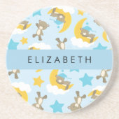 Muster von Bären, Teddybären, Sternen, Ihr Name Getränkeuntersetzer (Vorne)