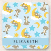 Muster von Bären, Teddybären, Sternen, Ihr Name Getränkeuntersetzer (Vorderseite)