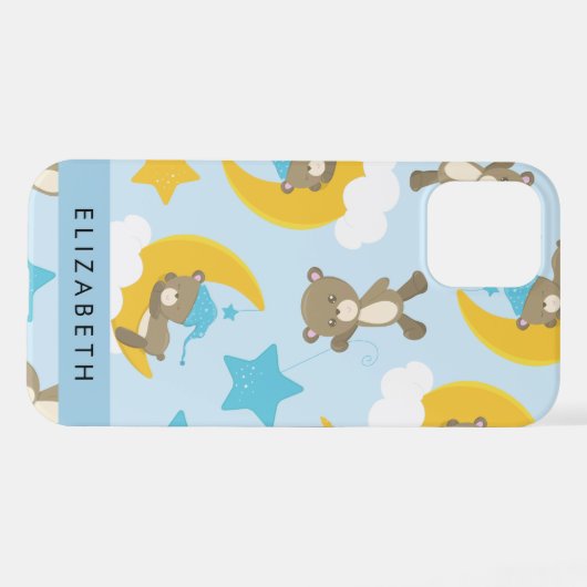 Muster von Bären, Teddybären, Sternen, Ihr Name iPhone Hülle (Rückseite (Horizontal))