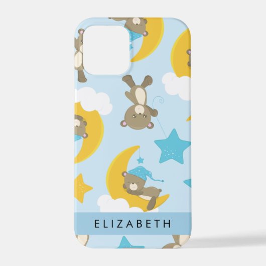 Muster von Bären, Teddybären, Sternen, Ihr Name iPhone Hülle (Rückseite)