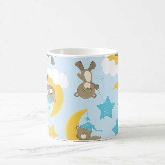 Muster von Bären, Teddybären, Sternen, Ihr Name Kaffeetasse (Mittel)