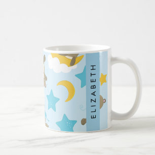 Muster von Bären, Teddybären, Sternen, Ihr Name Kaffeetasse