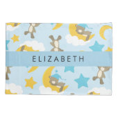 Muster von Bären, Teddybären, Sternen, Ihr Name Kissenbezug (Rückseite)