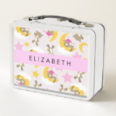 Muster von Bären, Teddybären, Sternen, Ihr Name Metall Brotdose (Rückseite)