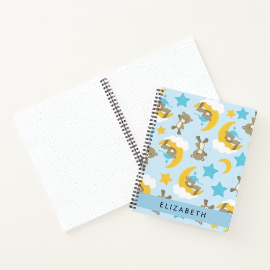 Muster von Bären, Teddybären, Sternen, Ihr Name Notizblock (Innenseite)