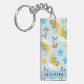 Muster von Bären, Teddybären, Sternen, Ihr Name Schlüsselanhänger (Vorderseite links)