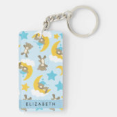 Muster von Bären, Teddybären, Sternen, Ihr Name Schlüsselanhänger (Rückseite)